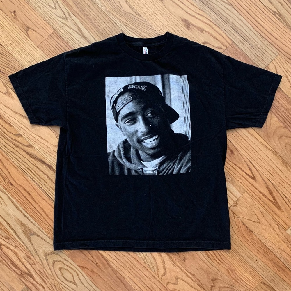 2Pac T Shirt Mens Extra Large Big Print Graphic Rap Tee Hip Hop Y2K Tupac EUC
